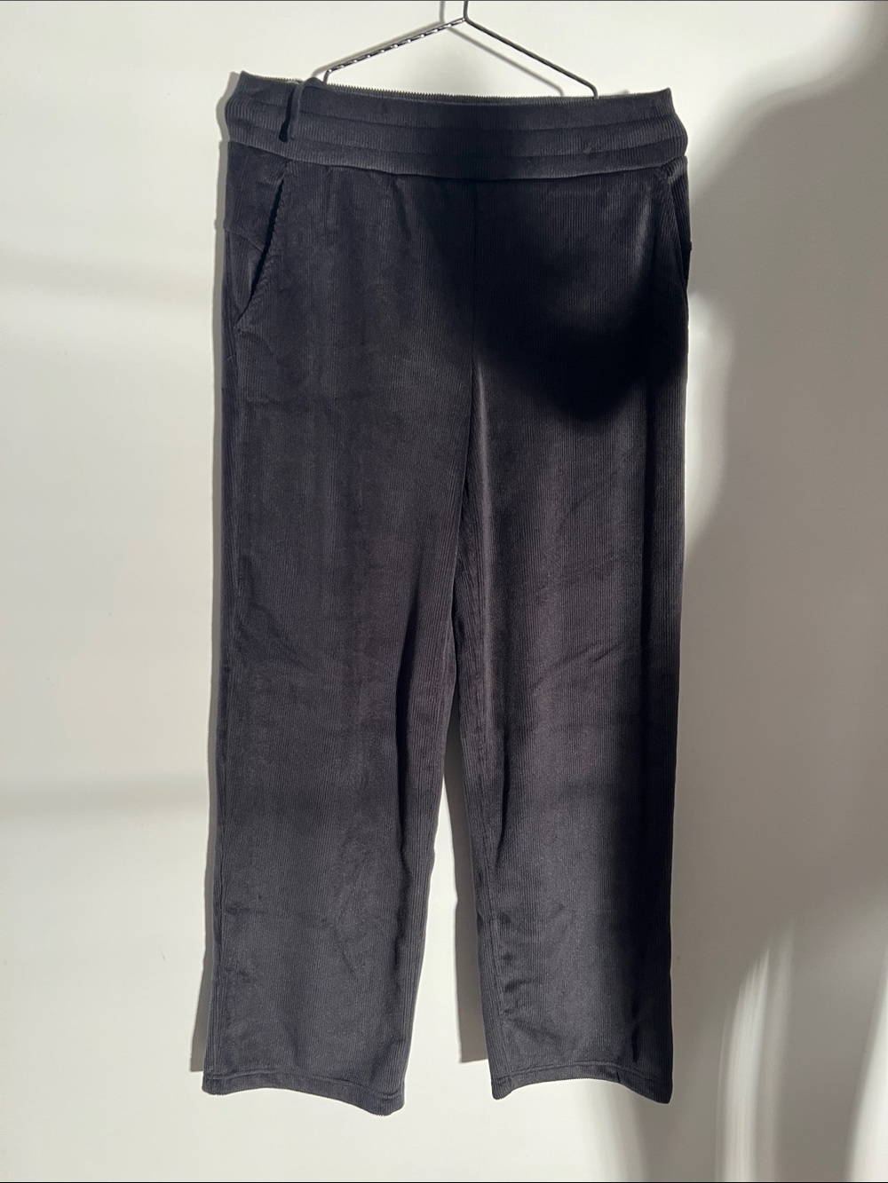 Soft Ribbed Black Pull-On Cozy Pants